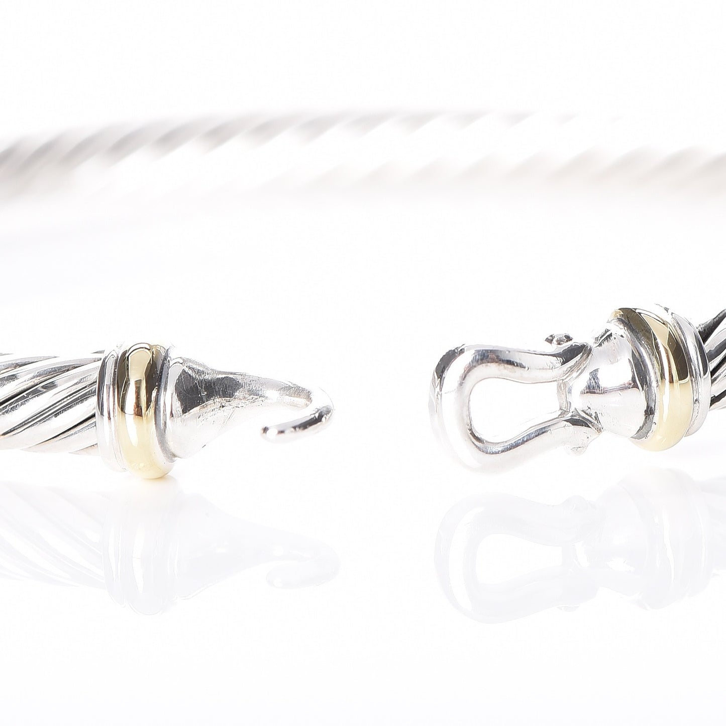 Sterling Silver 18K Yellow Gold 5mm Cable Classic Buckle Bracelet