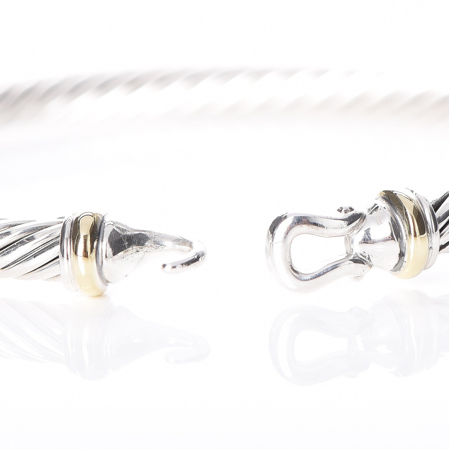 David Yurman Sterling Silver 18K Yellow Gold 5mm Cable Classic Buckle Bracelet 6 of 6