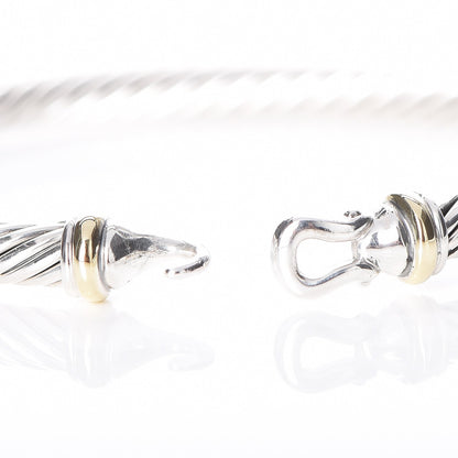 David Yurman Sterling Silver 18K Yellow Gold 5mm Cable Classic Buckle Bracelet 6 of 6