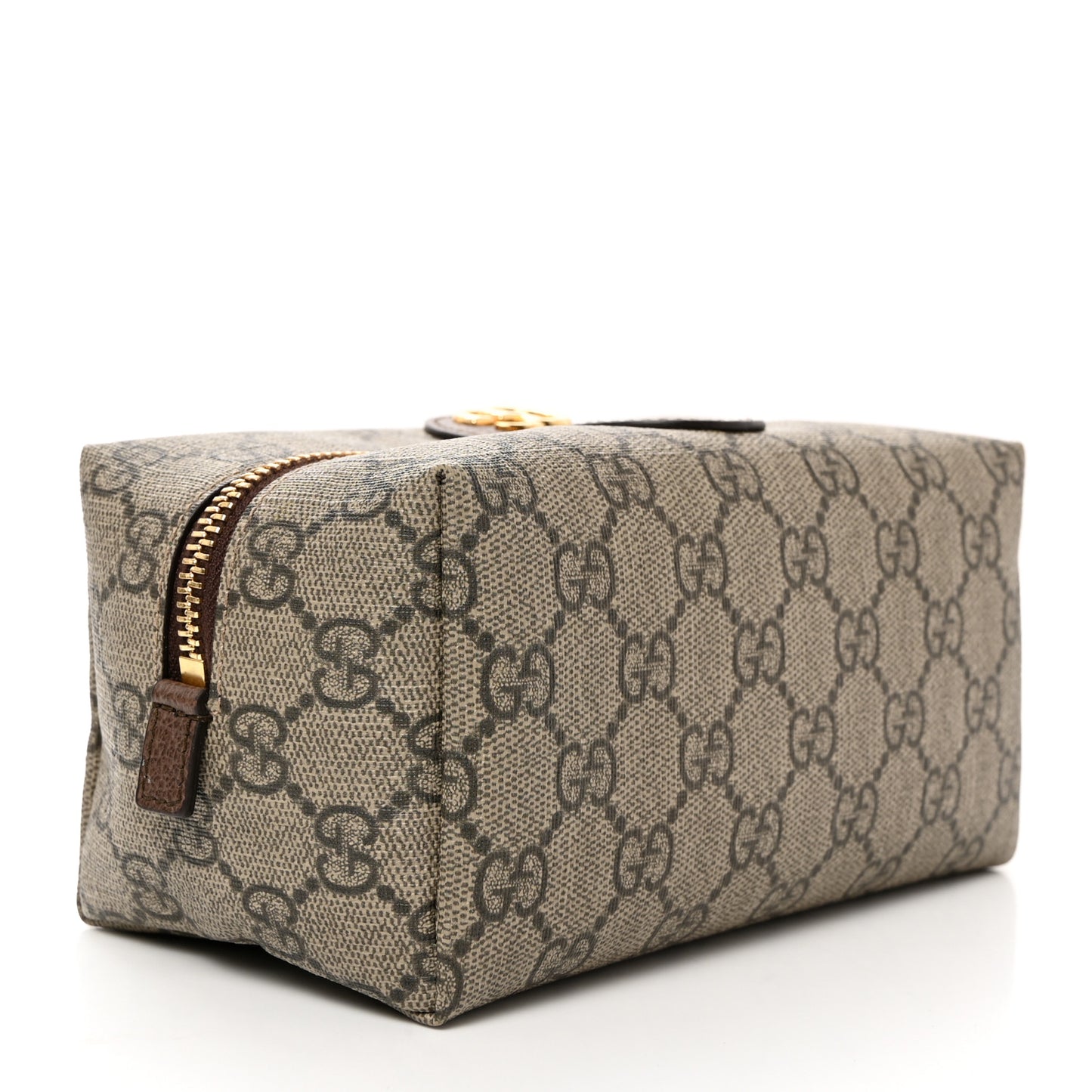 Soft GG Supreme Monogram Calfskin Medium Ophidia Cosmetic Case Beige Ebony New Acero