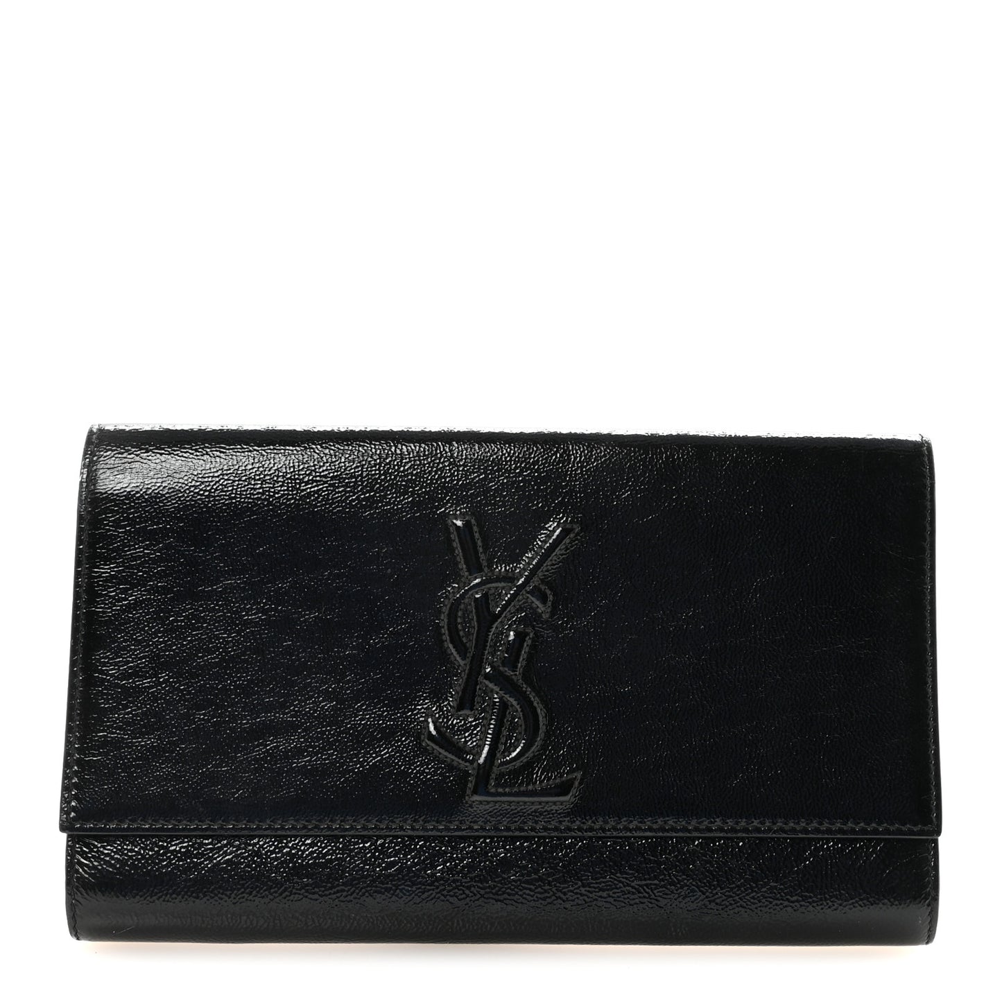 Textured Patent Monogram Large Belle De Jour Clutch Black