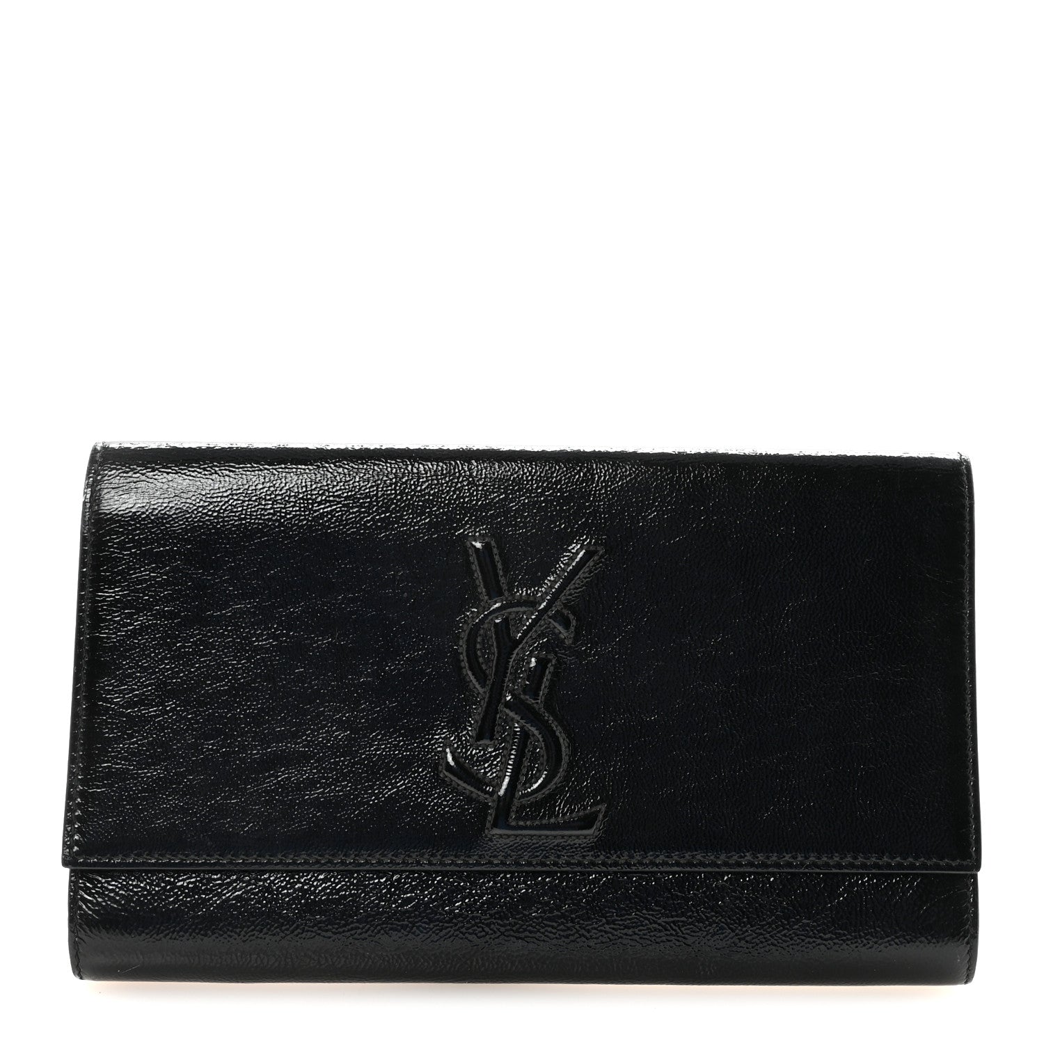Saint Laurent Textured Patent Monogram Large Belle De Jour Clutch Black 1 of 6