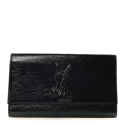 Saint Laurent Textured Patent Monogram Large Belle De Jour Clutch Black 1 of 6