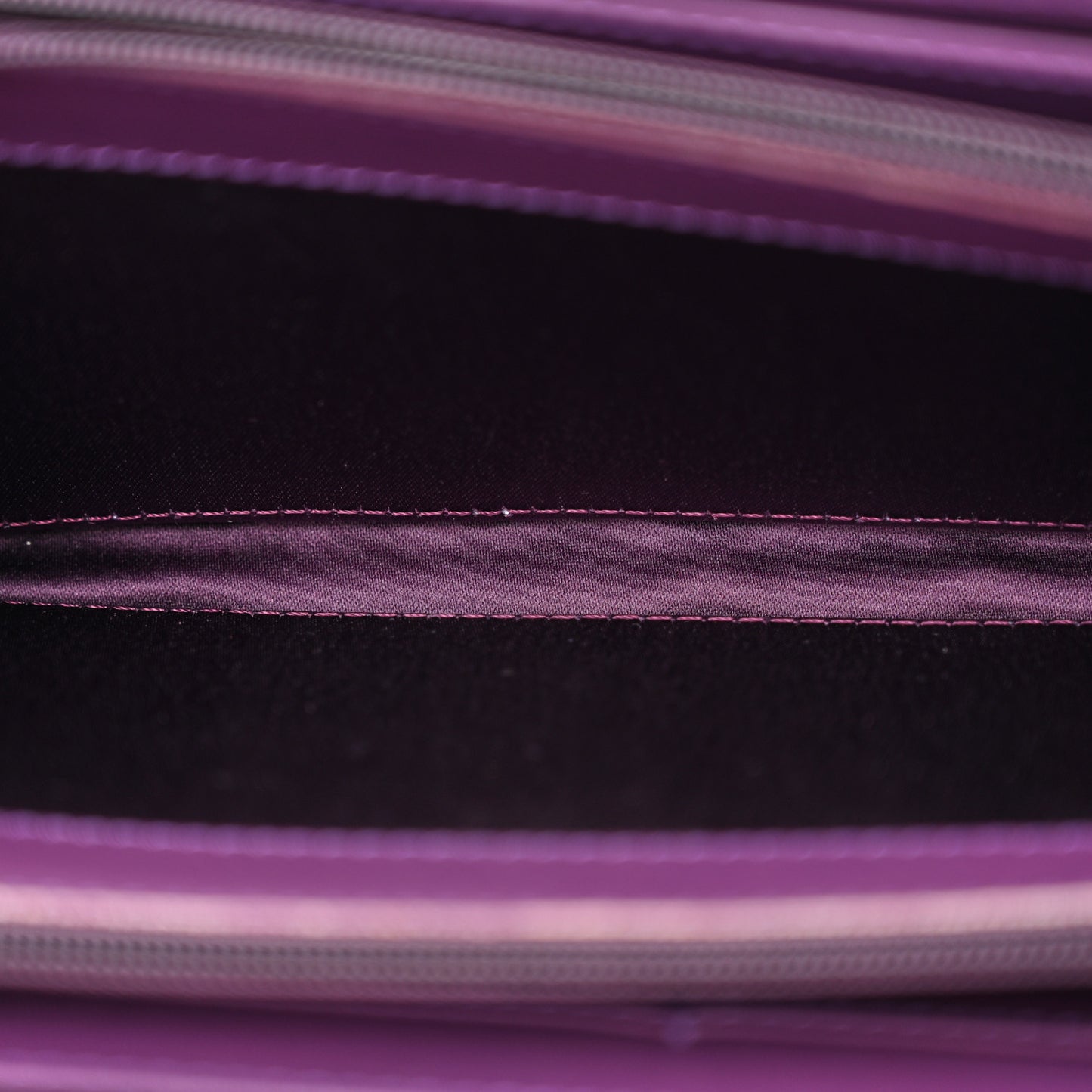 Patent Calfskin Quilted Brilliant East West Flap Clutch Purple