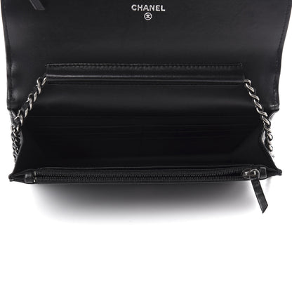 Chanel Lambskin Quilted Boy Wallet On Chain WOC Black 5 of 13