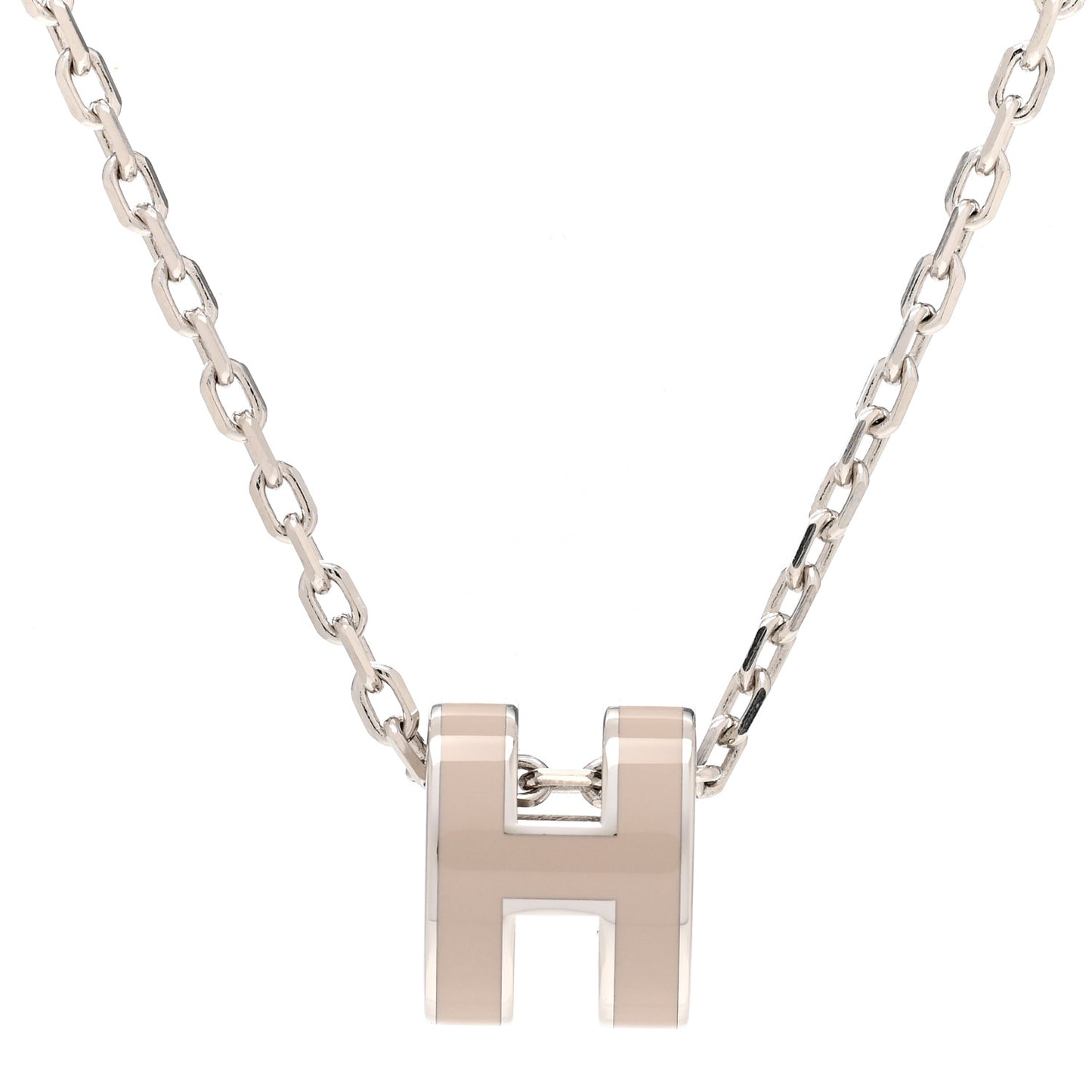 Palladium Mini Pop H Pendant Necklace Marron Glace