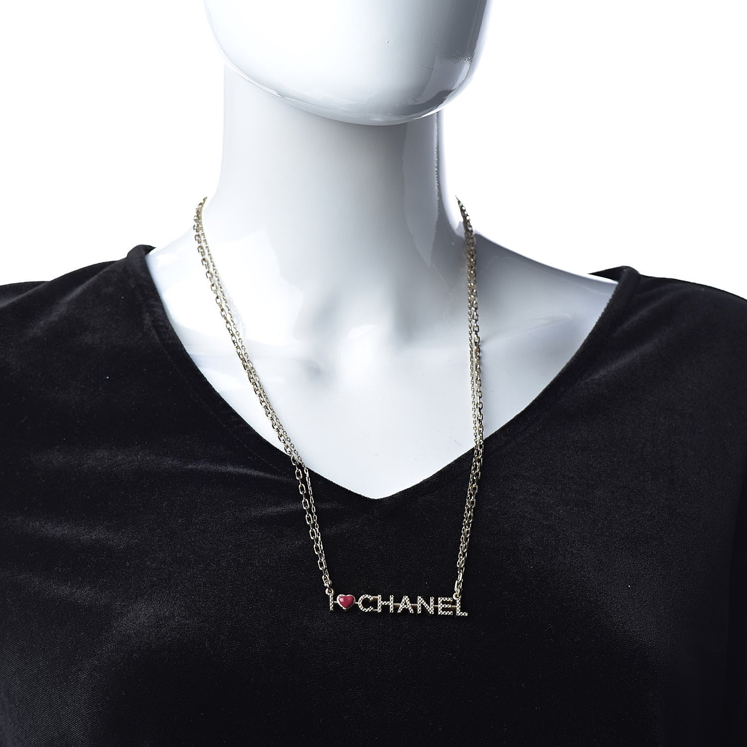 Chanel Quilted I Heart Logo Necklace Gold 2 of 6