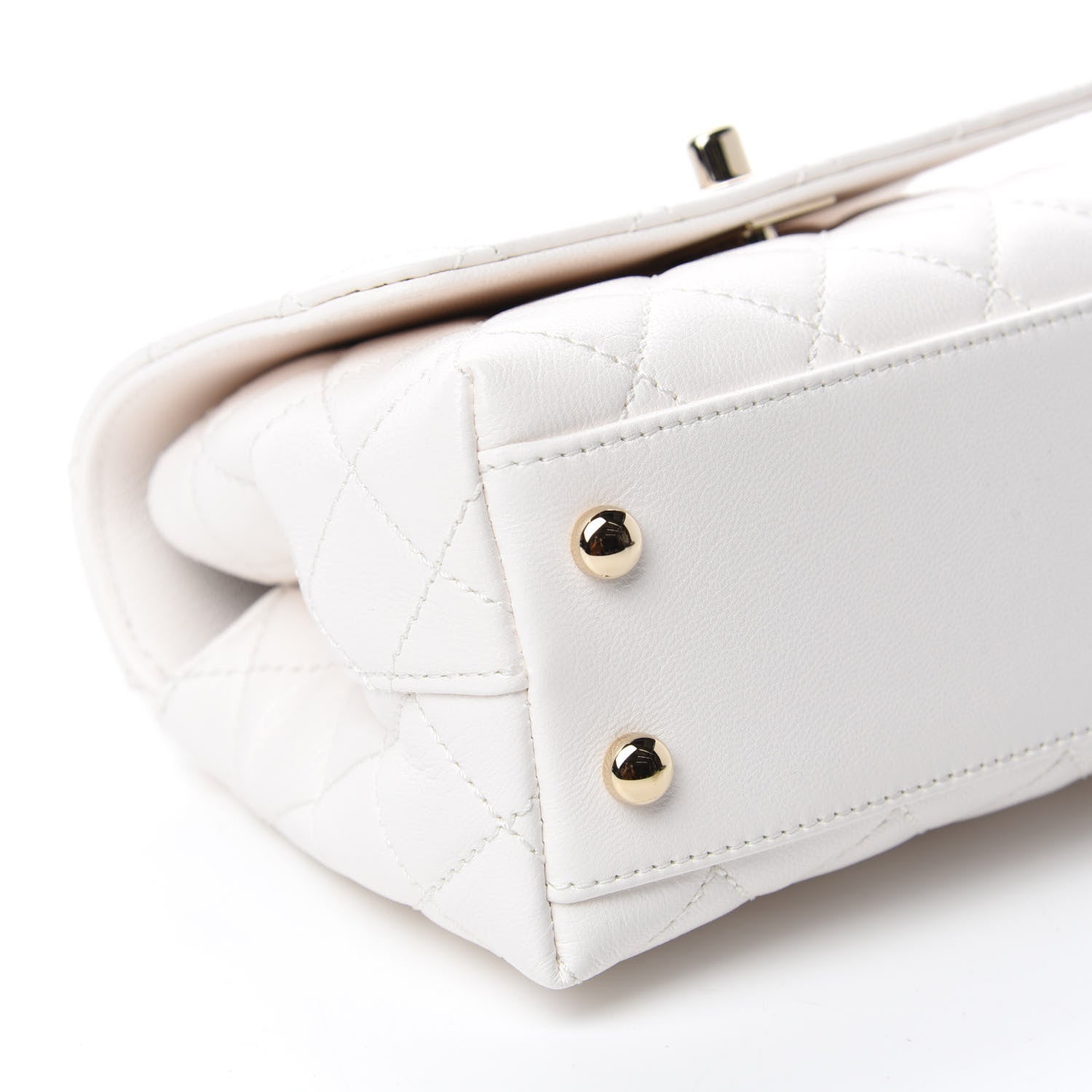 Chanel Goatskin Quilted Extra Mini Rainbow Coco Handle Flap White 6 of 11