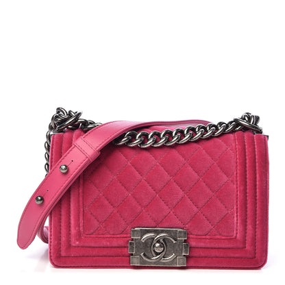 Chanel Velvet Quilted Small Boy Flap Pink 1 of 14
