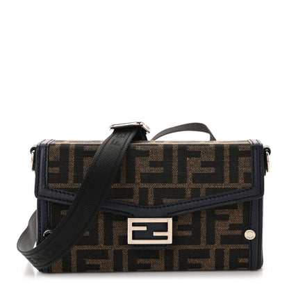Fendi Recycled Fabric Jacquard Vitello King FF 1974 Baguette Soft Trunk Phone Pouch Tobacco Moro Notte 1 of 10