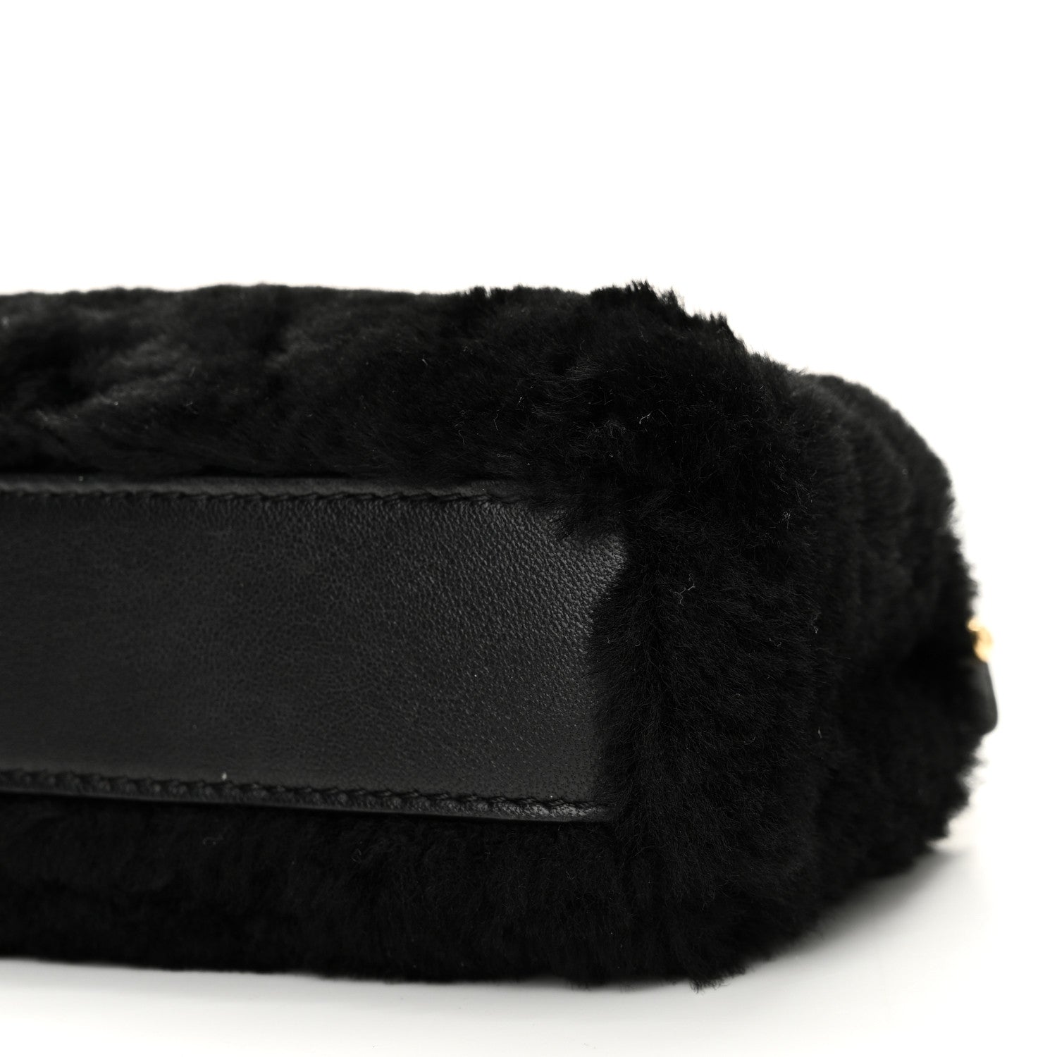Fendi Shearling Shiny Nappa Micro Peekaboo Iconic Satchel Black 9 of 9