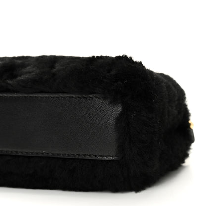 Fendi Shearling Shiny Nappa Micro Peekaboo Iconic Satchel Black 9 of 9
