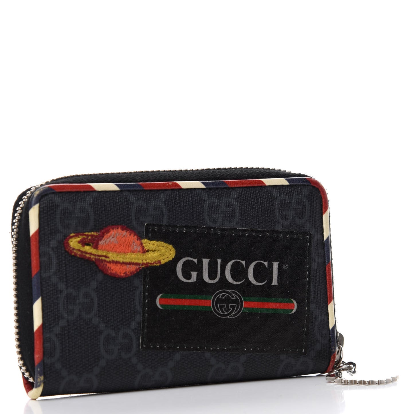 GG Supreme Monogram Night Courrier Embroidered Zip Around Card Case