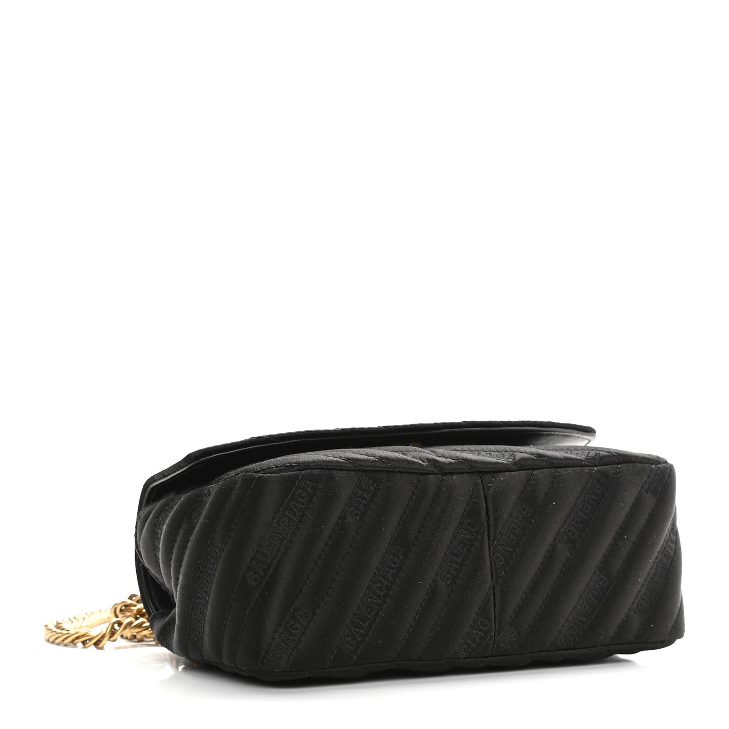 Satin Jacquard Logo Matelasse S BB Round Shoulder Bag Black