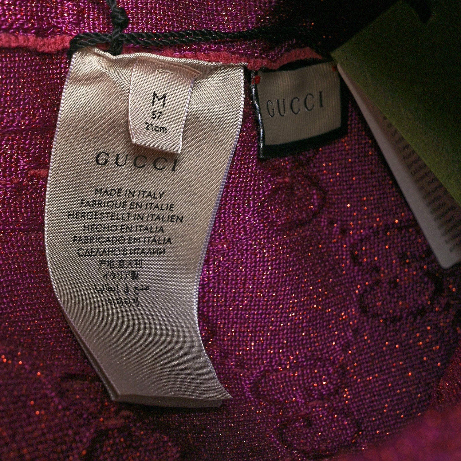Gucci Polyblend GG Monogram Shine Embhat Beanie Hat M Fuxia 4 of 4