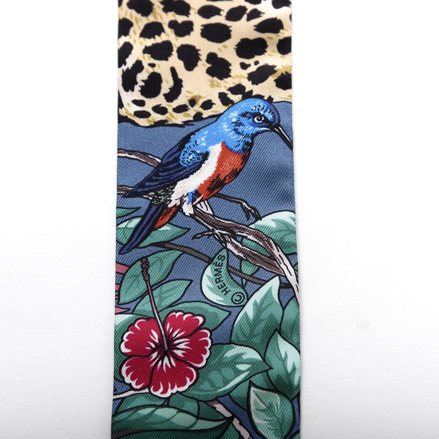 Hermes Silk Jungle Love Twilly Gris Bleuete Vert 4 of 4
