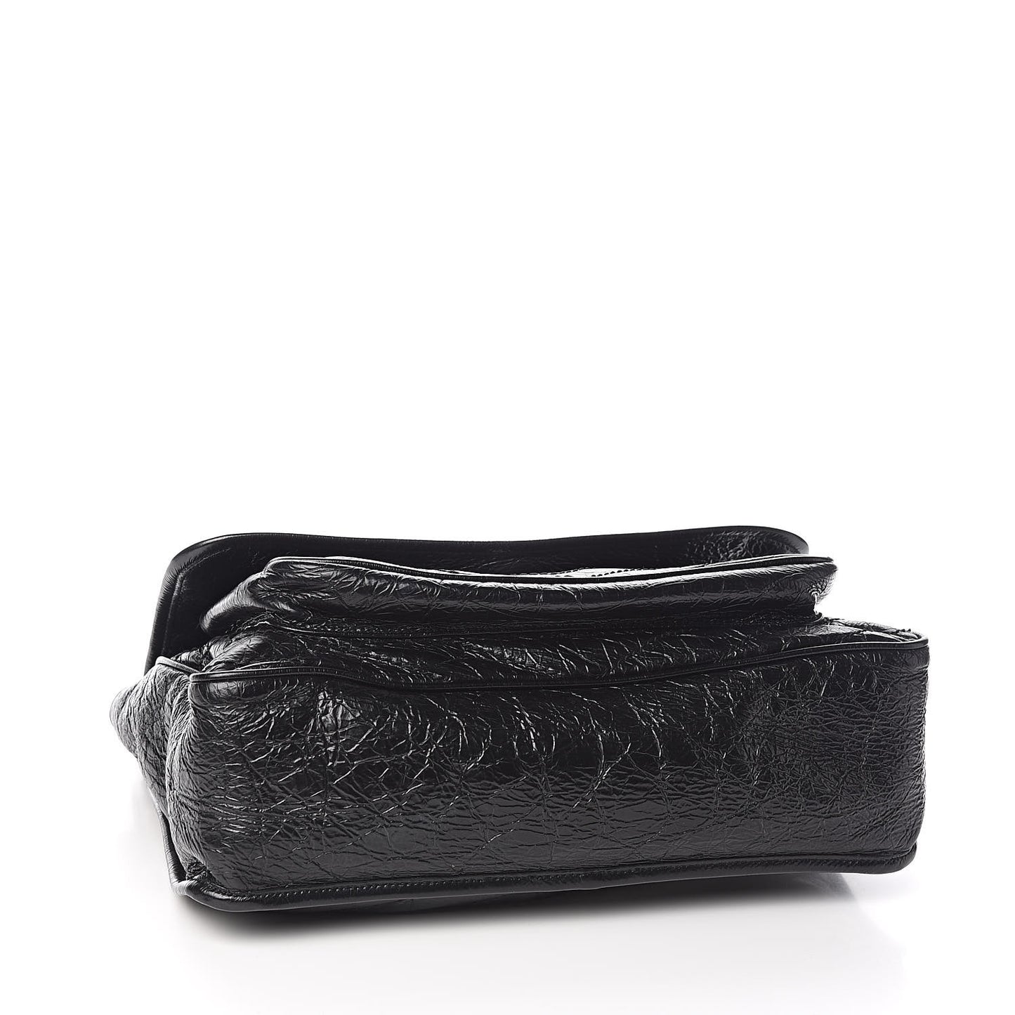 Crinkled Calfskin Matelasse Monogram Large Niki Chain Satchel Black