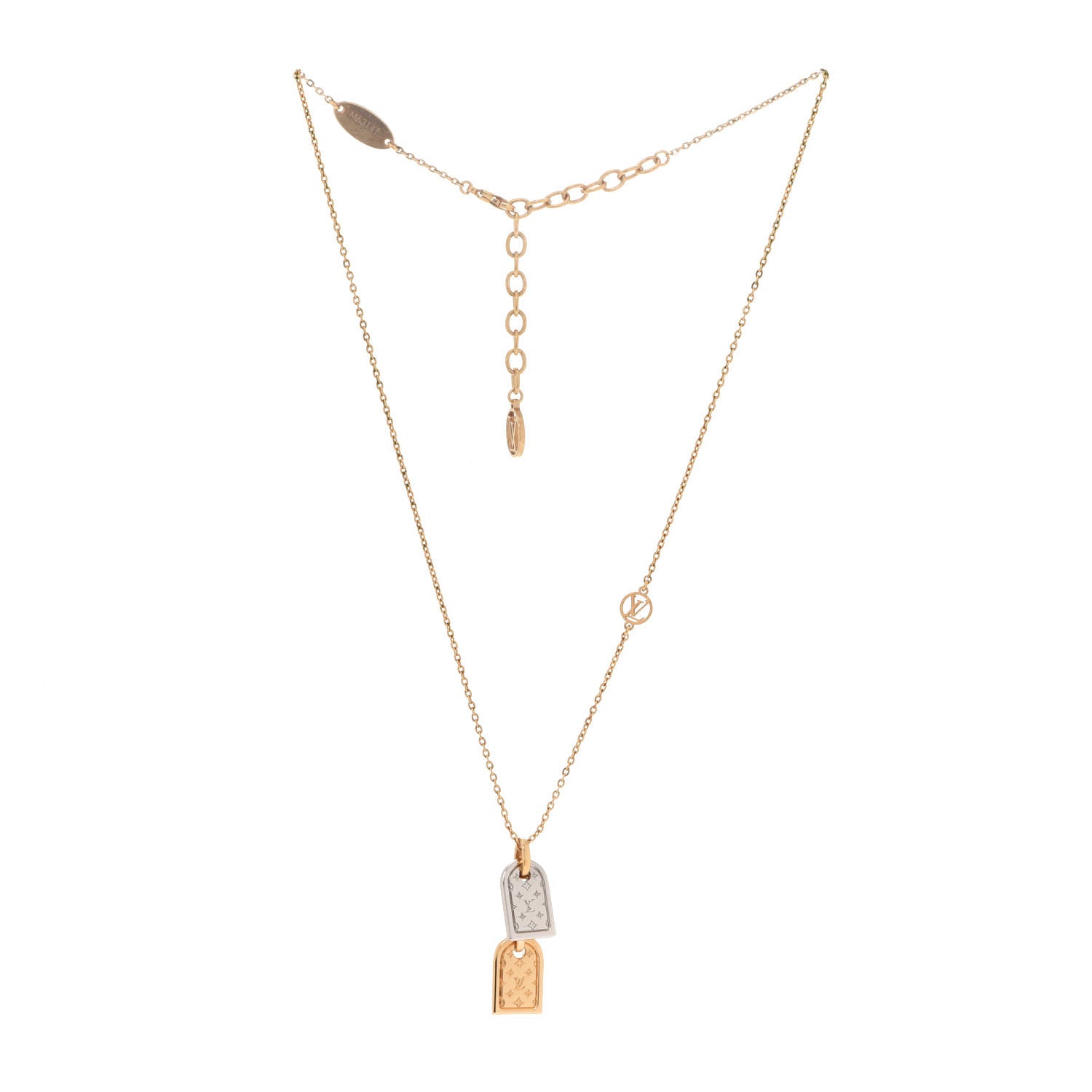 Louis Vuitton Nanogram Name Tag Necklace Gold 3 of 6