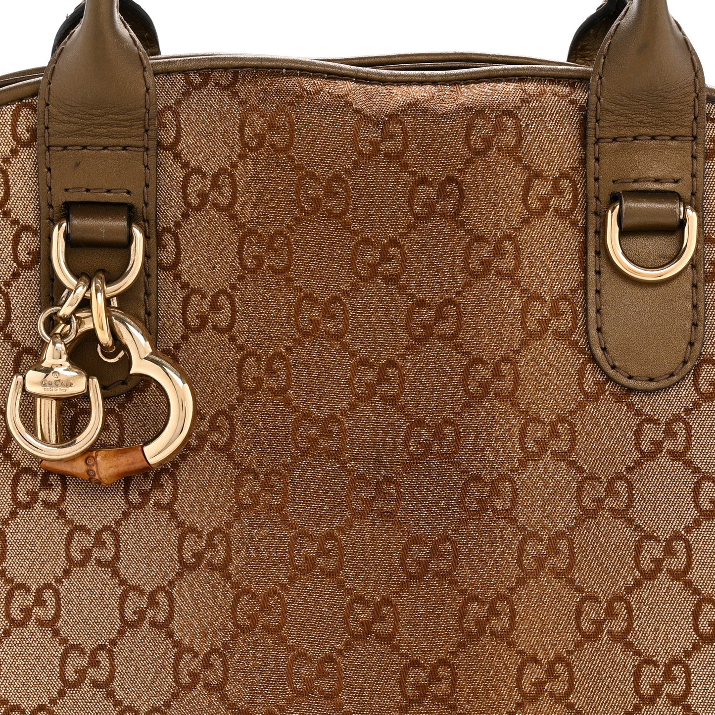 Monogram Lurex Heart Bit Charm Dome Satchel Bronze