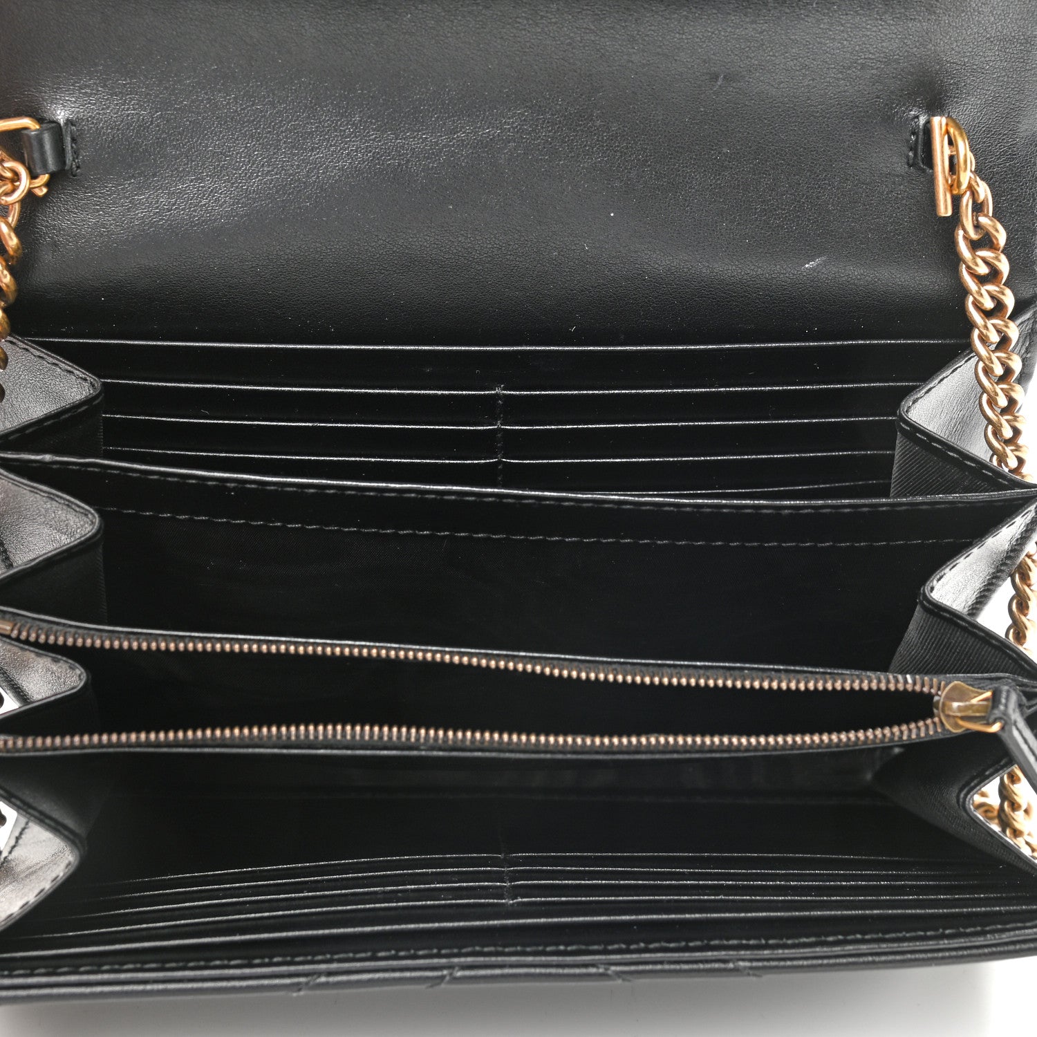 Gucci Calfskin Matelasse GG Marmont Chain Wallet Black 5 of 10