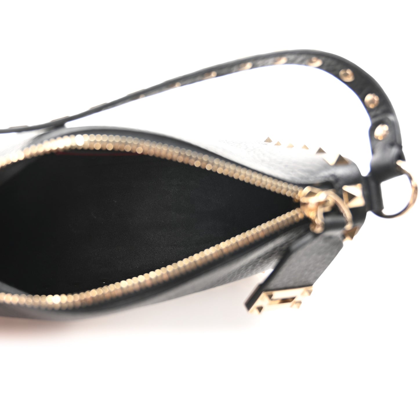 Pebbled Calfskin Small Rockstud Flip Lock Shoulder Bag Black