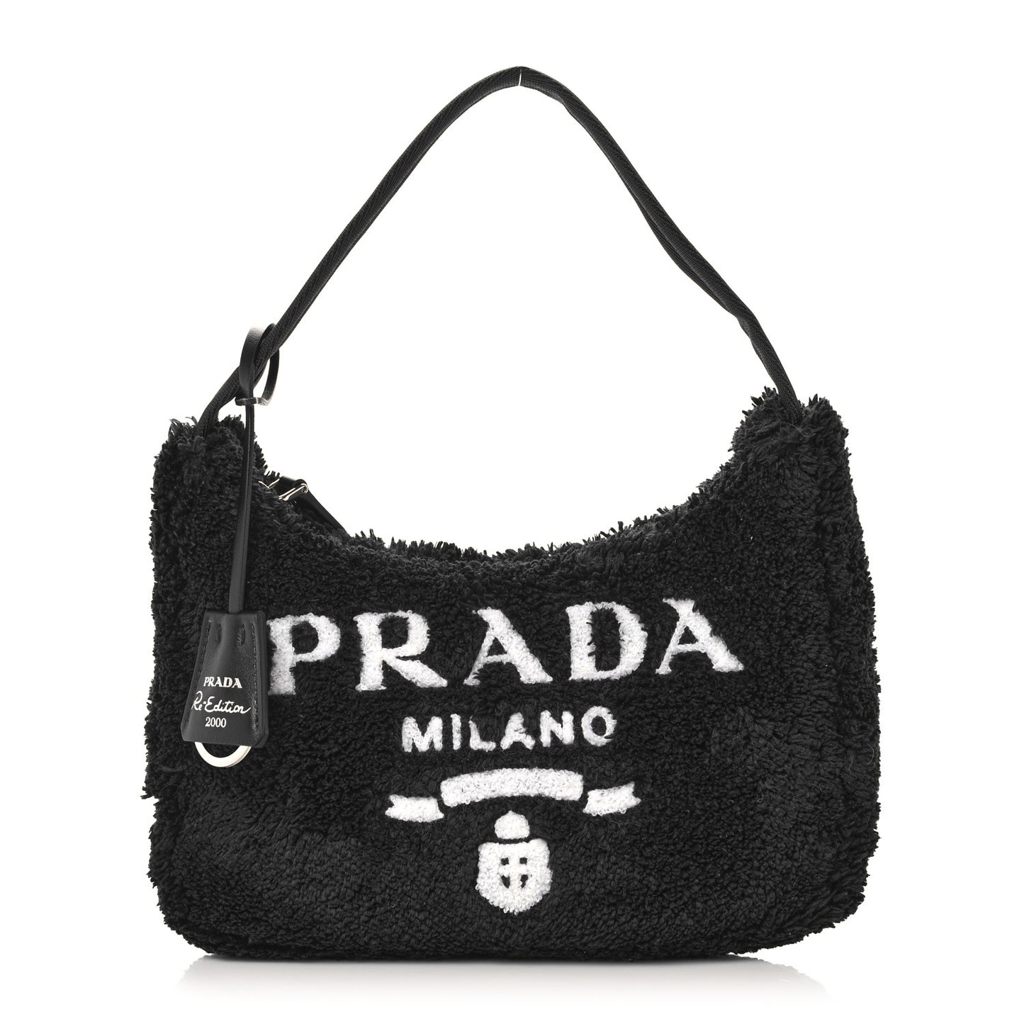 Terry Cloth Mini Re-Edition 2000 Bag Black White