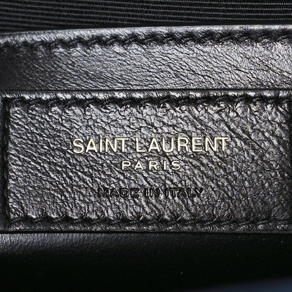 Saint Laurent Canvas Calfskin Mixed Matelasse Triquilt Medium Monogram Satchel Deeply Blue 5 of 8