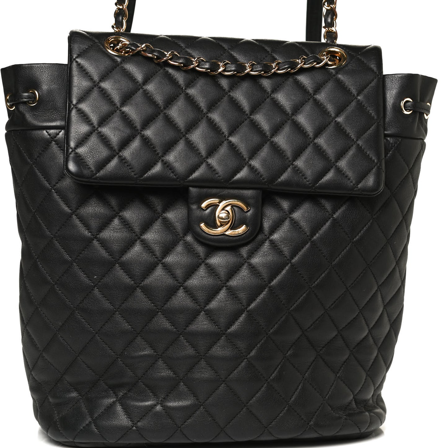 Lambskin Quilted Large Urban Spirit Backpack Black