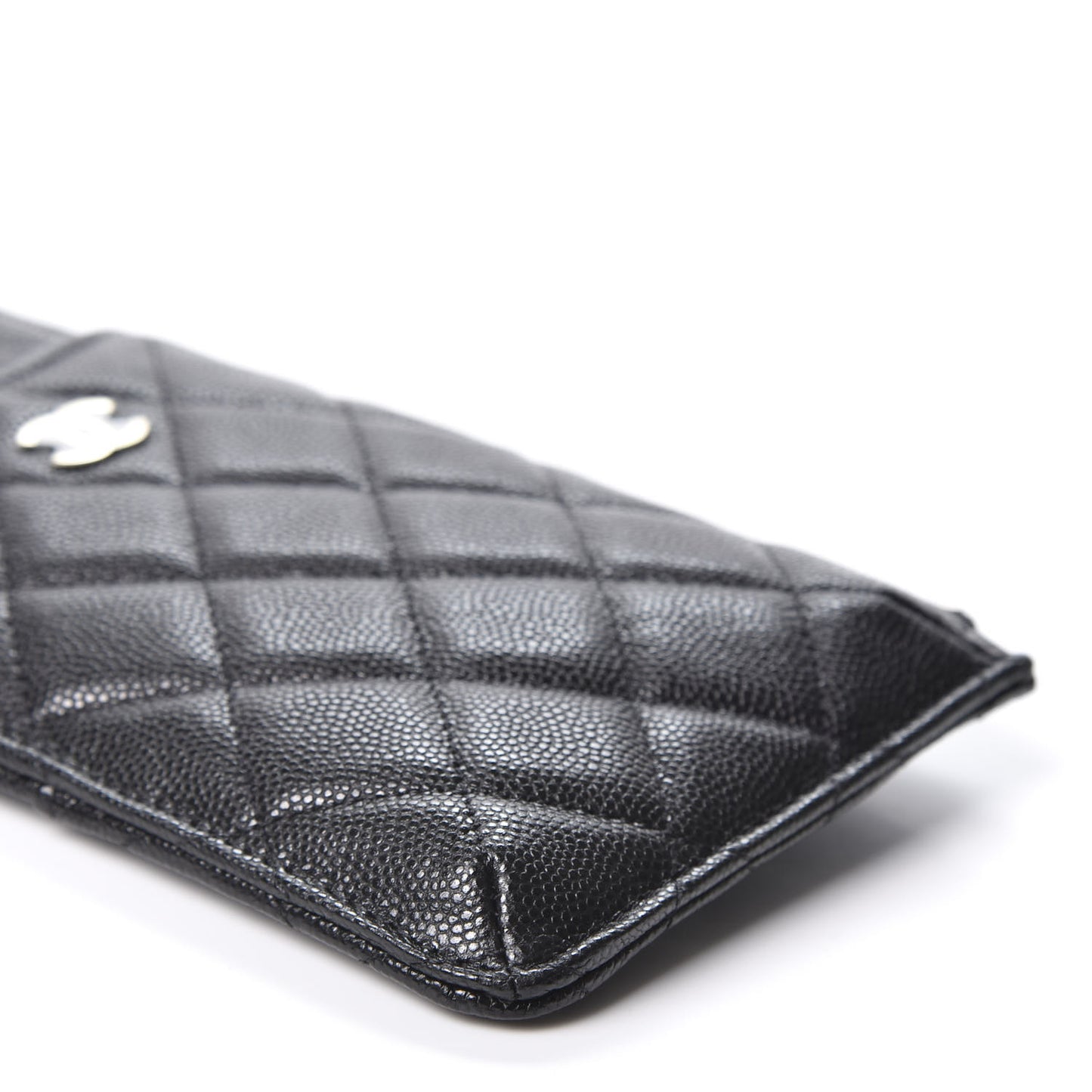 Caviar Quilted Classic Flat Wallet Pouch Black