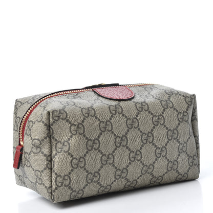 Gucci Soft GG Supreme Monogram Calfskin Medium Ophidia Cosmetic Case Beige Ebony Hibiscus Red 2 of 8
