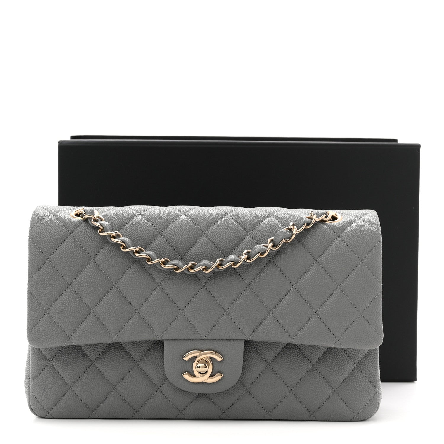 Chanel Caviar Quilted Medium Double Flap Grey 11 of 11