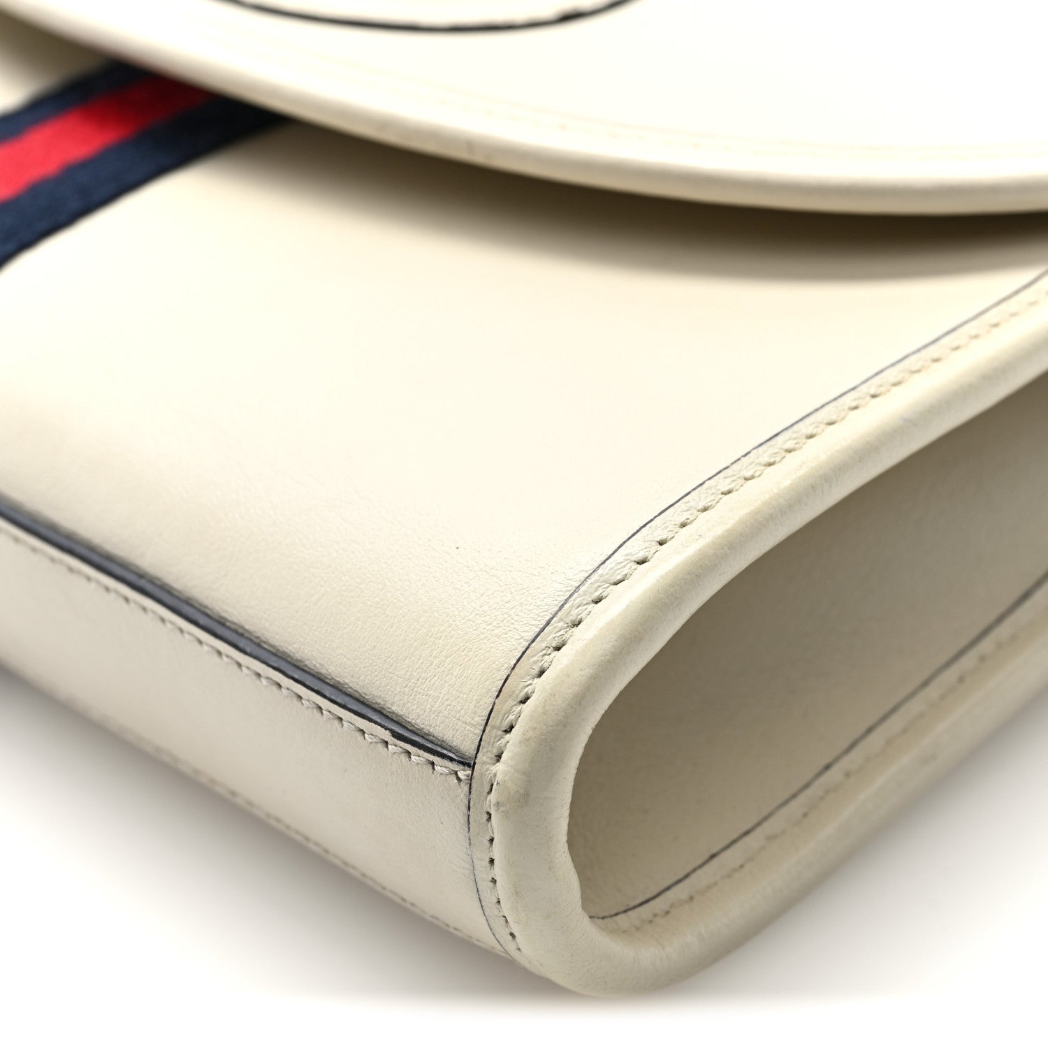 Gucci Textured Calfskin Web Small Rajah Slim Flap Shoulder Bag Mystic White 10 of 11