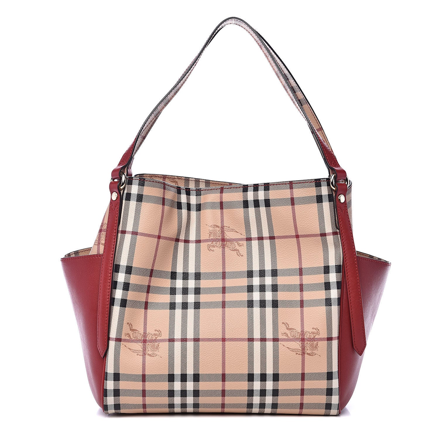 Burberry Haymarket Check Small Canterbury Tote Military Red 1 of 9