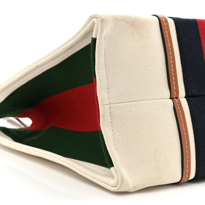Gucci Canvas Calfskin Web Small Interlocking G Tote Bag Red Blue 9 of 13