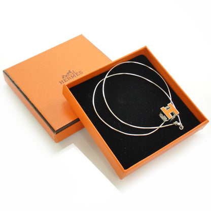 Hermes Cage d H Necklace Silver and Orange 3 of 6