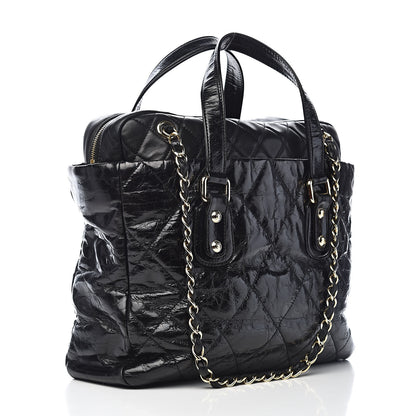 Chanel Glazed Calfskin Lambskin Quilted Portobello Tote Black 3 of 10