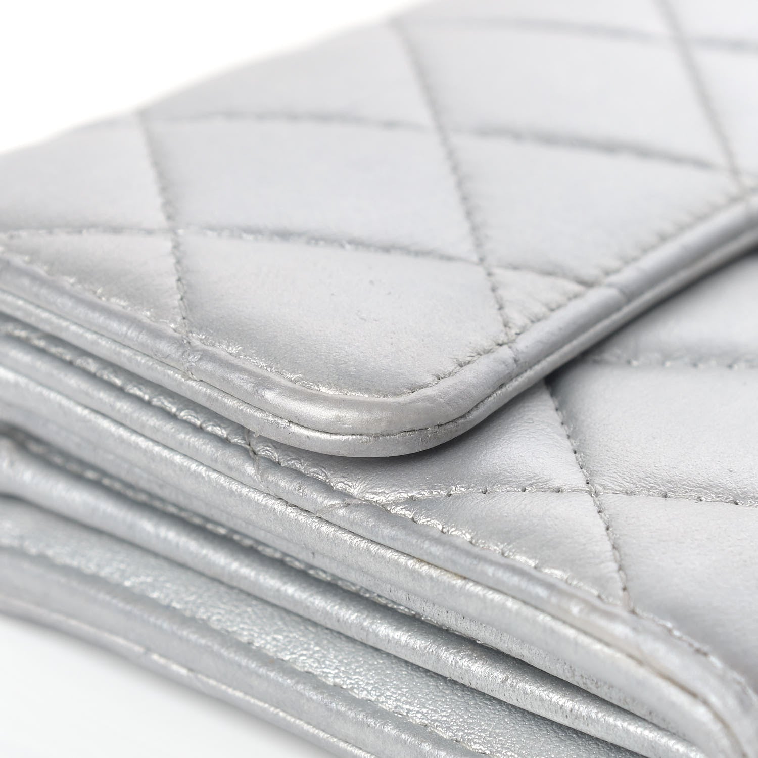 Chanel Metallic Lambskin Quilted Long Flap Wallet Silver 13 of 20