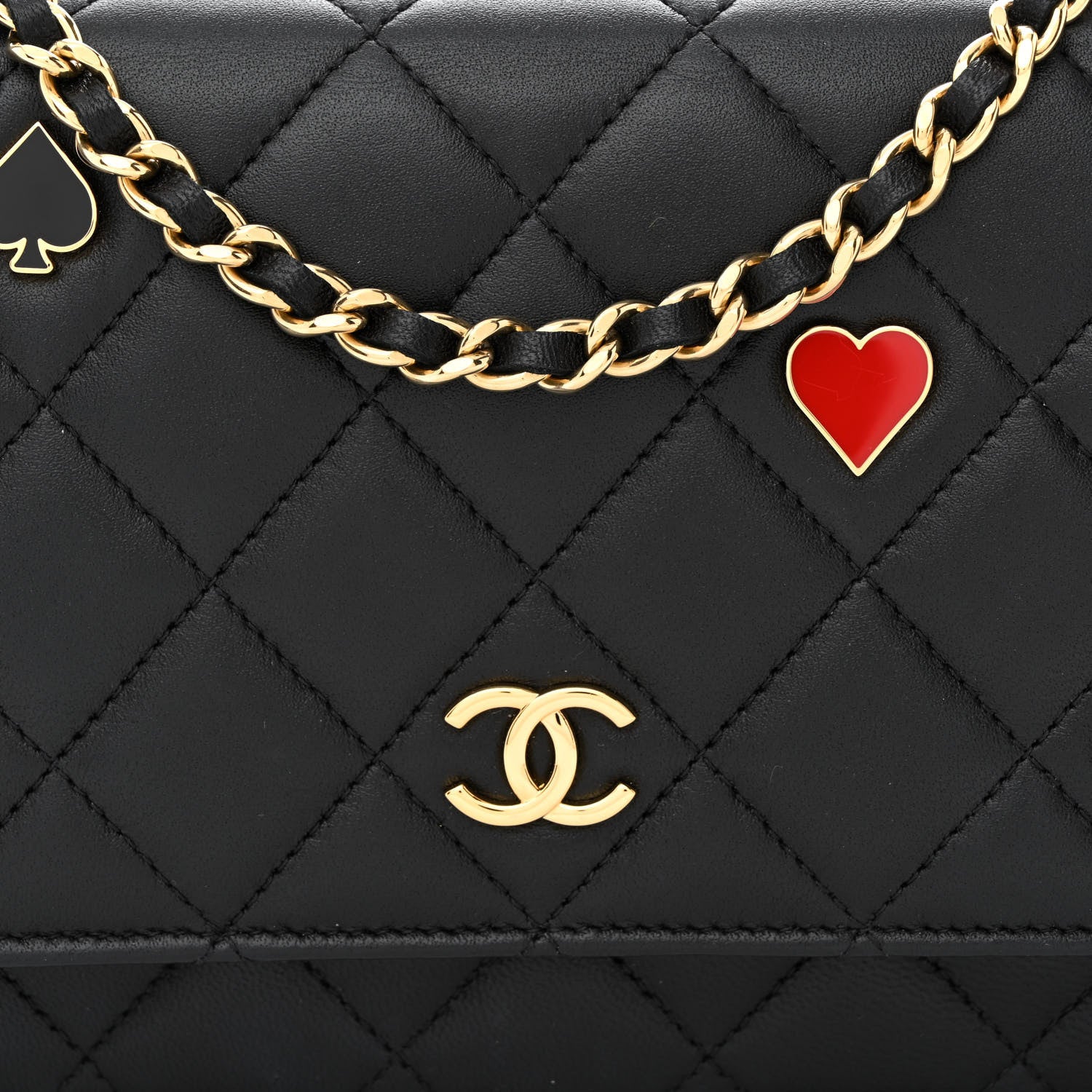 Chanel Lambskin Quilted Enamel Coco Casino Wallet On Chain WOC Black 9 of 13