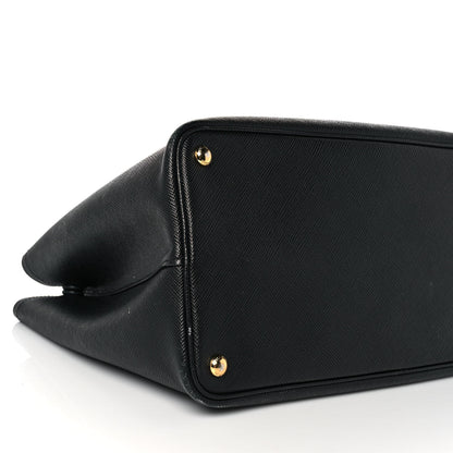 Prada Saffiano Cuir Medium Double Bag Black Fuoco 7 of 9