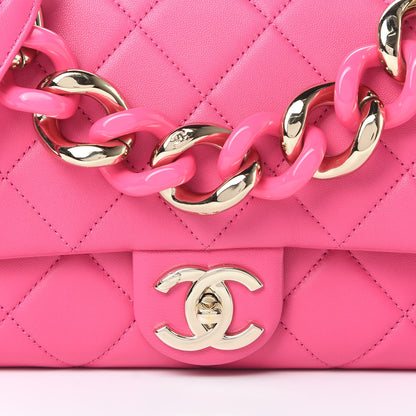 Chanel Lambskin Quilted Resin Bi-Color Chain Flap Bag Pink 8 of 11
