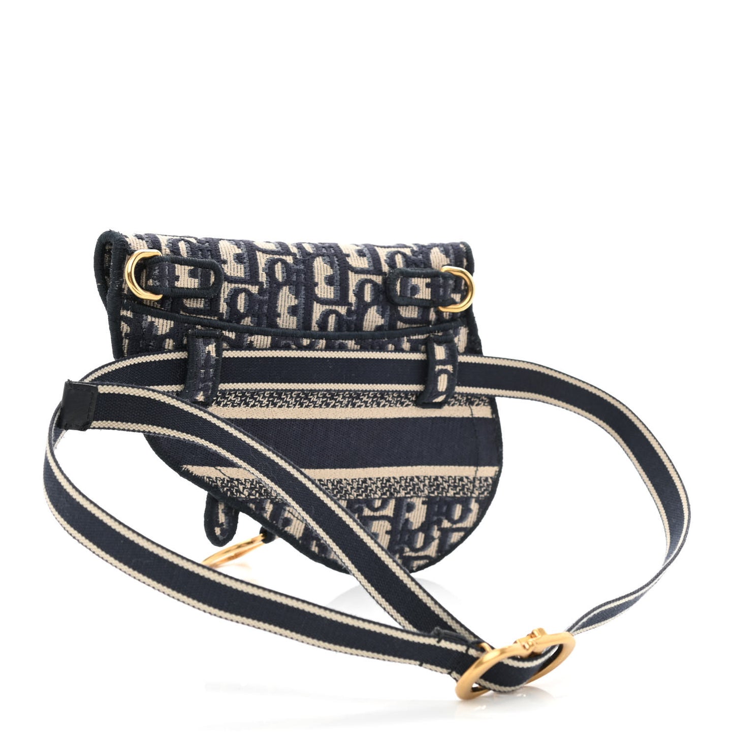 Oblique Embroidered Saddle Belt Pouch Blue