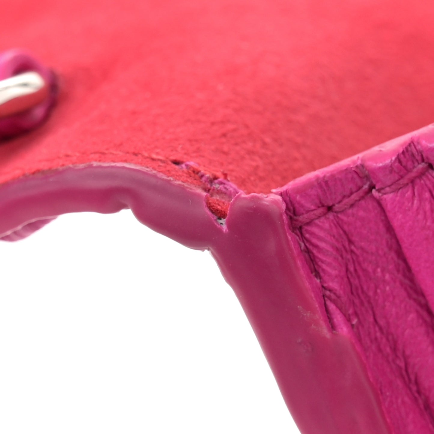 Lambskin Pleated Skull Small Chain Crossbody Bag Fuchsia