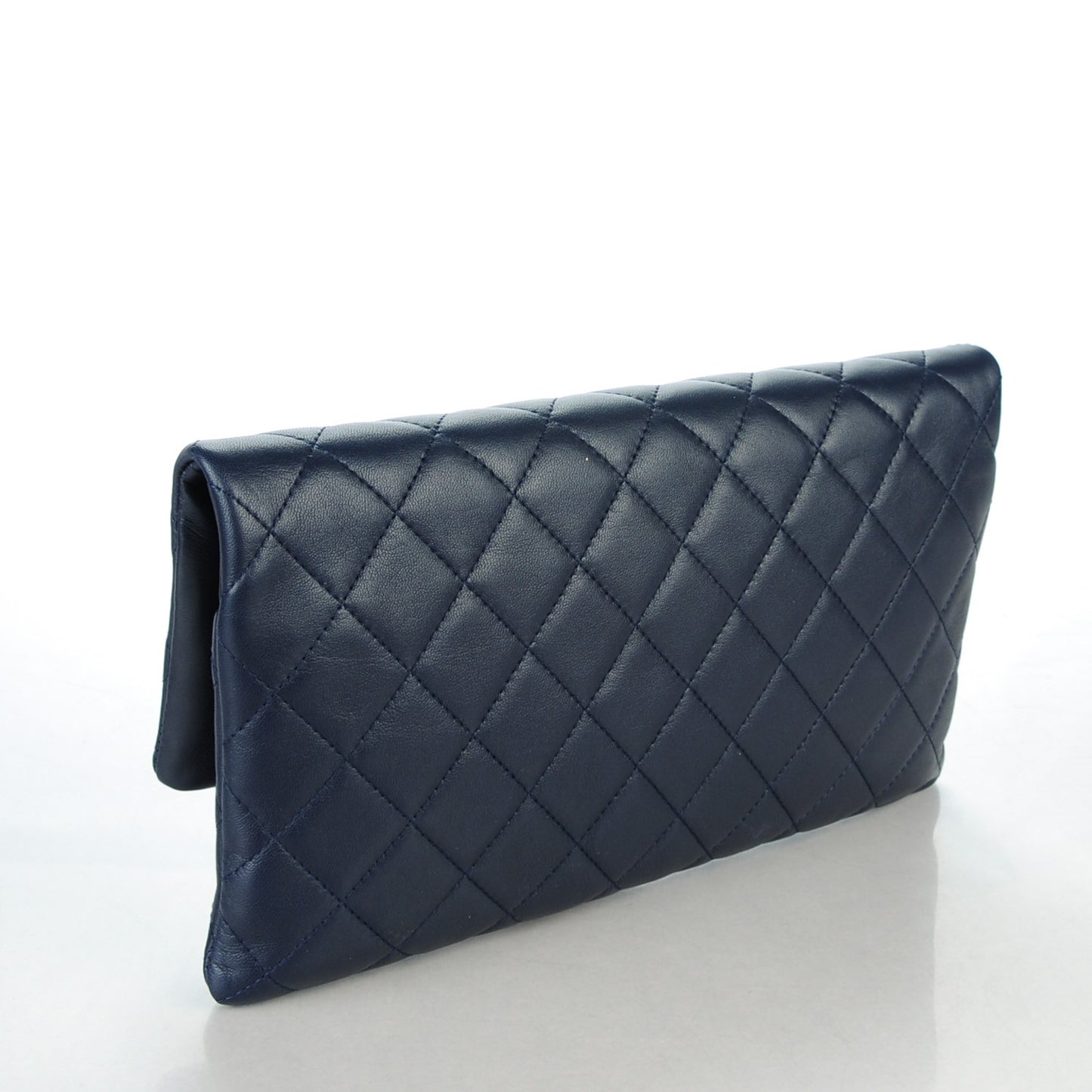 Lambskin Quilted CC Beauty Clutch Navy