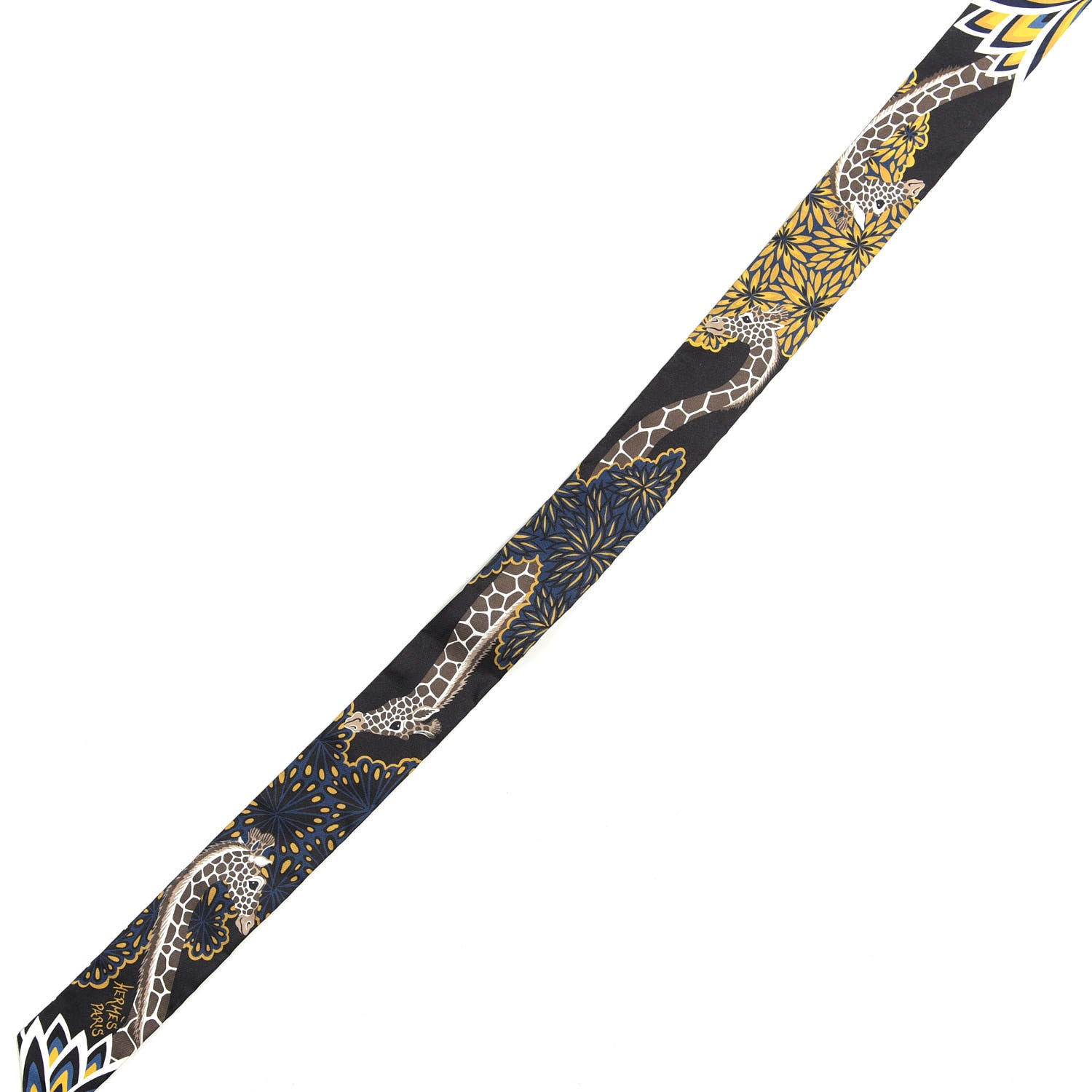 Hermes Silk Three Graces Twilly Black Gold Taupe 5 of 5