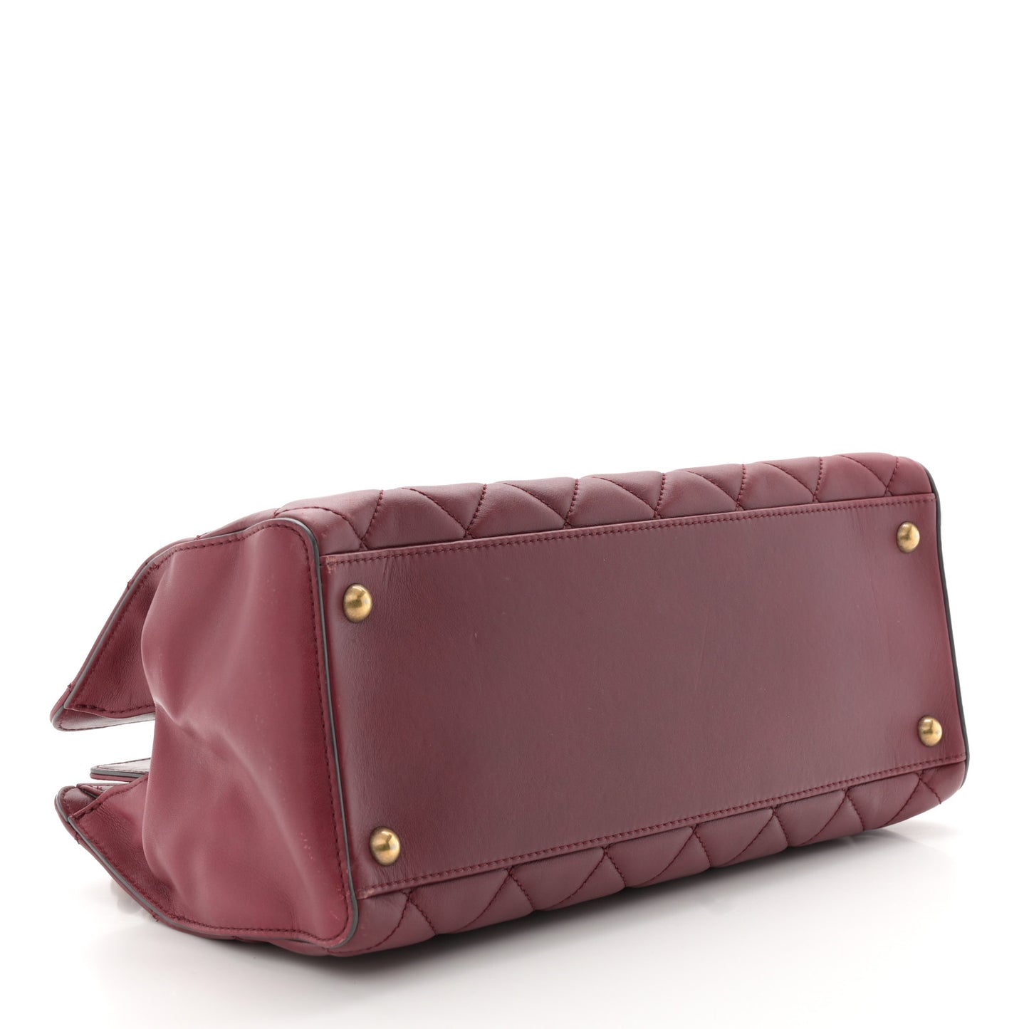 Calfskin Quilted Small Perfect Edge Tote Burgundy
