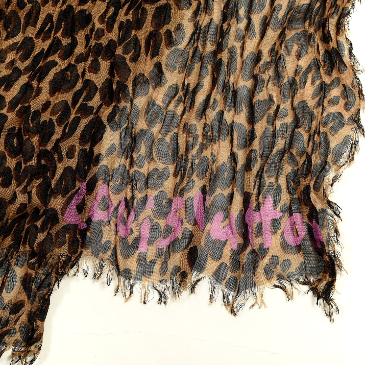 Cashmere Silk Leopard Etole Stole Marron