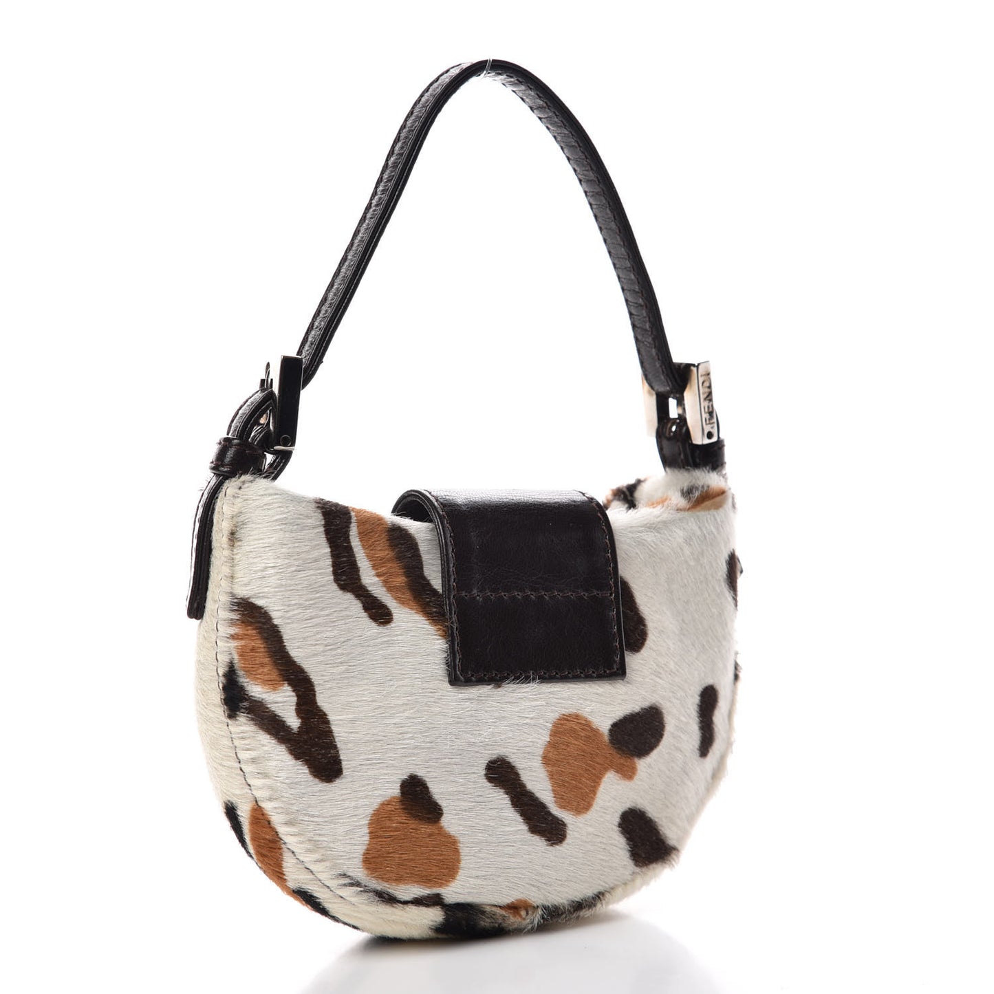 Calf Hair Leopard Print Croissant White Brown