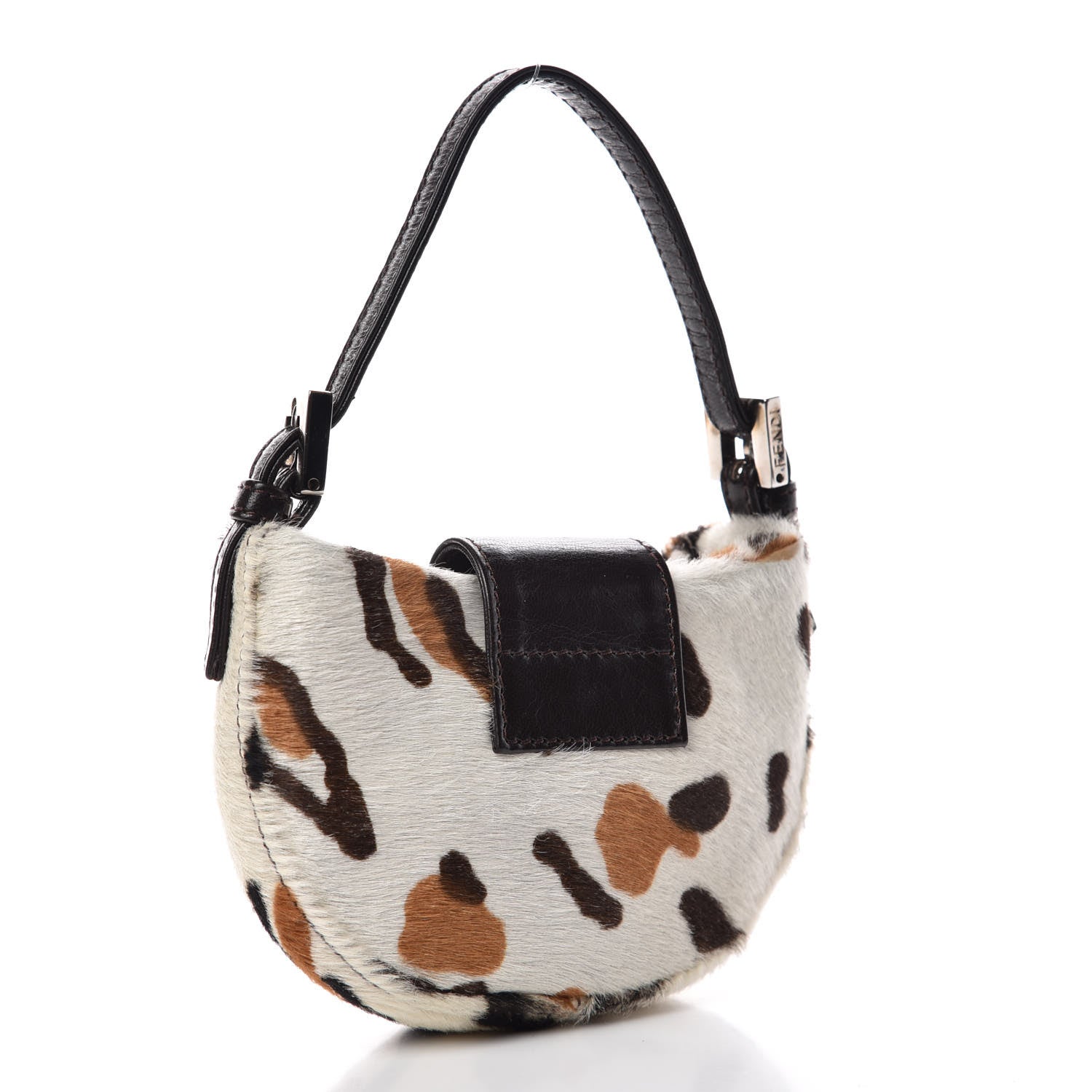 Fendi Calf Hair Leopard Print Croissant White Brown 3 of 10