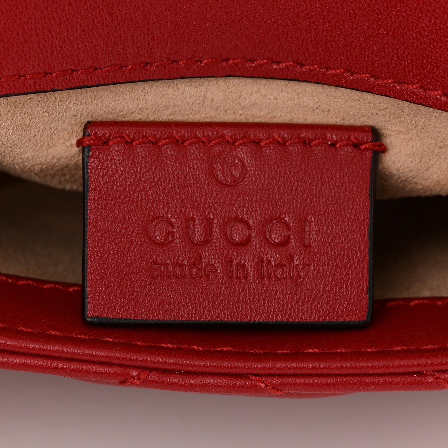 Calfskin Matelasse Super Mini GG Marmont Shoulder Bag Hibiscus Red