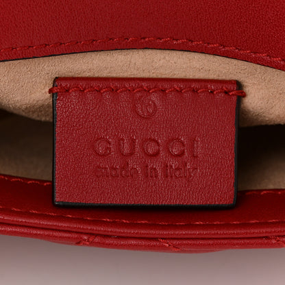 Gucci Calfskin Matelasse Super Mini GG Marmont Shoulder Bag Hibiscus Red 6 of 12